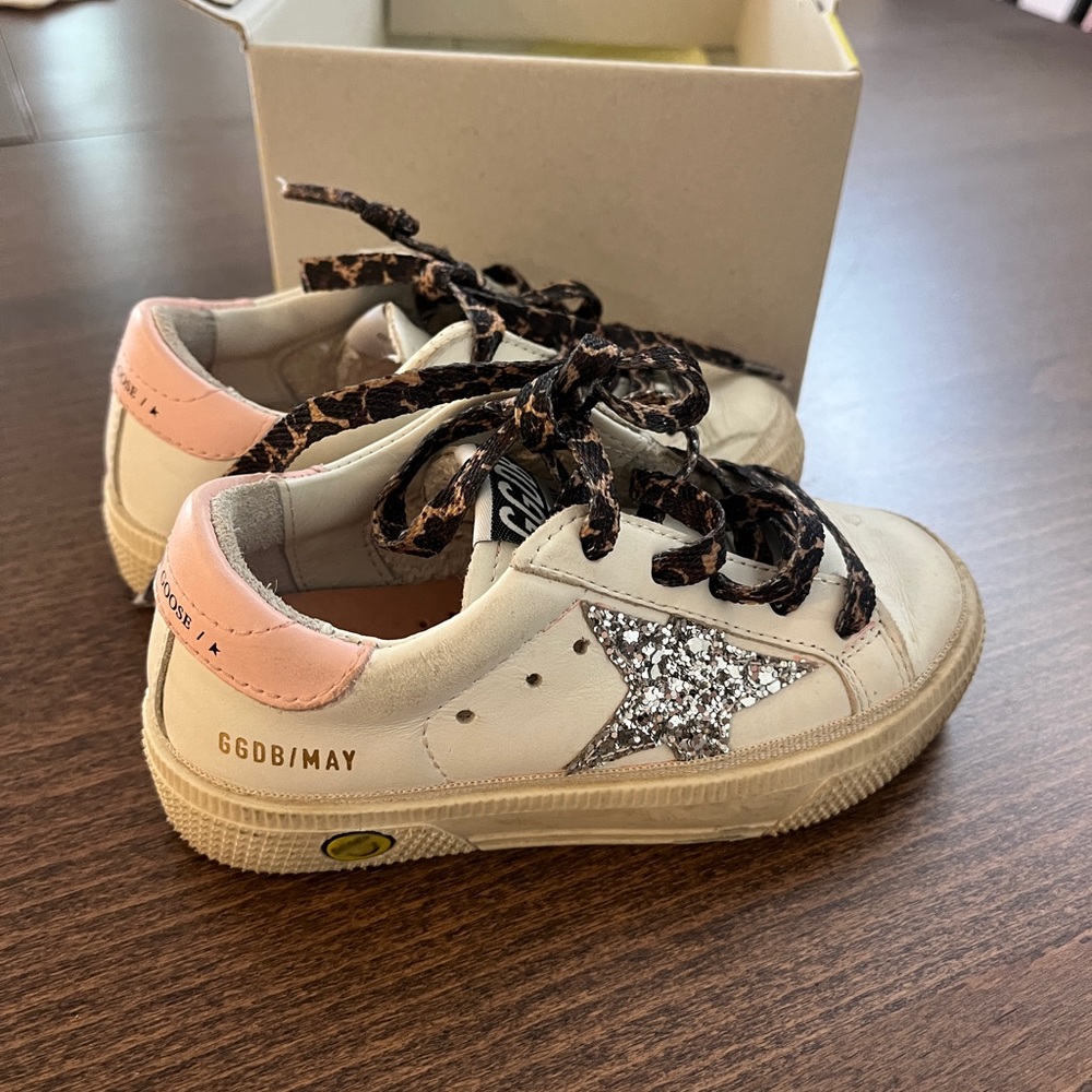 Golden Goose Kids Sneakers - Cream and Pink with Glitter Star